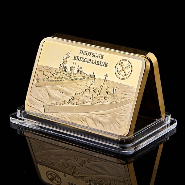 

german warship deutsche kriegsmarine die bismarck battleship gold bar challenge eagle 1oz gold plated coin collection