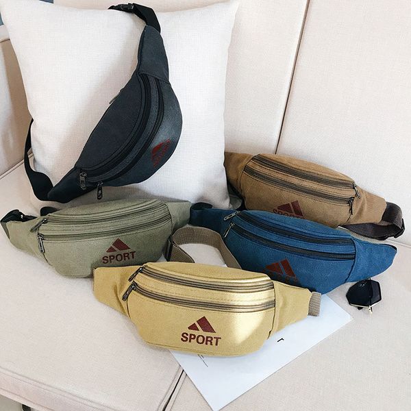 

manufacturers direct selling large capacity canvas waist pack multi-functional fashion & sports chest pack casual storage mobile