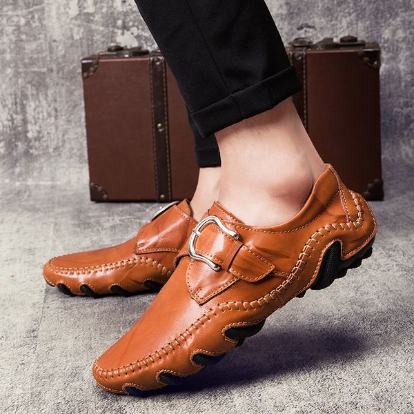 

men's leather shoes, doudou shoes, new lazy breathable outdoor, british korean lazy shoes, Black