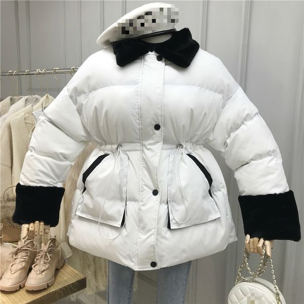 

ewq] 2020 spring new sweet full sleeve thick warm warm trend in winter cotton-padded coats korea black outerwear coat qz073