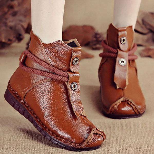 

women's boots genuine leather zipper comfortable ankle boots for women rubber solid non slip winter shoes women plush ly191224, Black