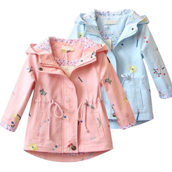 

100% cotton girls coat dot long sleeve hooded batwing coat dust jacket collect waist otterwear autumn style baby wear, Blue;gray