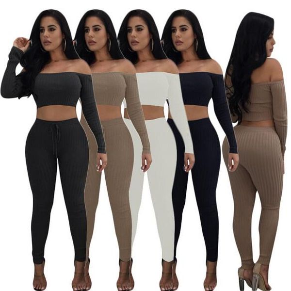 

jumpsuits for women autumn off shoulder skinny long pants women party club two piece playsuit rompers jumpsuit wf679, Black;white