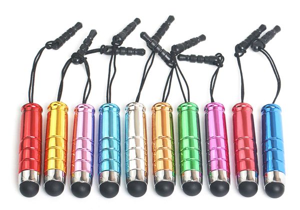 Tela grátis Mini Capacitive Touch Plastic Stylus Pen Canetas com poeira plug 11 cores para o telefone móvel Tablet PC para Samsung S9