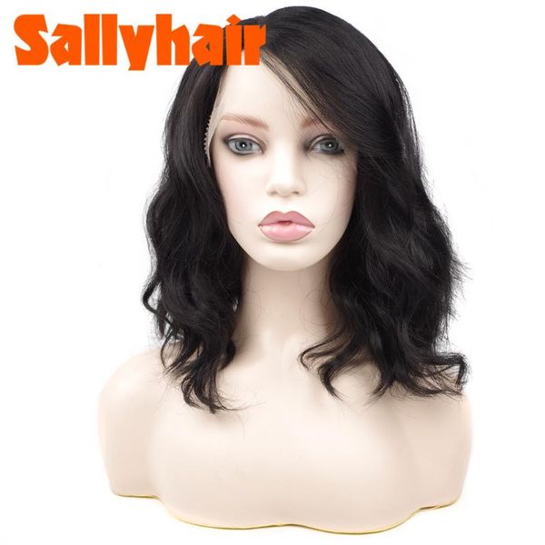

synthetic wigs ombre color lace front shoulder length deep invisible side l part natural wave black blonde short bob wig