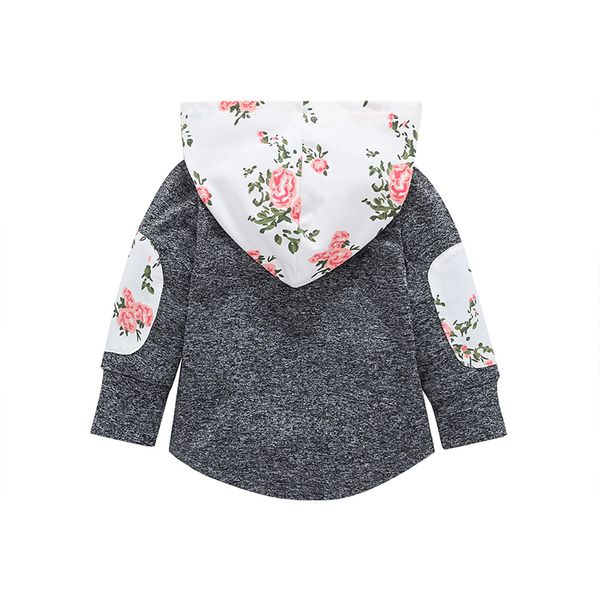 

2019 autumn cute baby girl floral hooded sweatshirt children long sleeve cotton outerwear clothes, Blue;gray