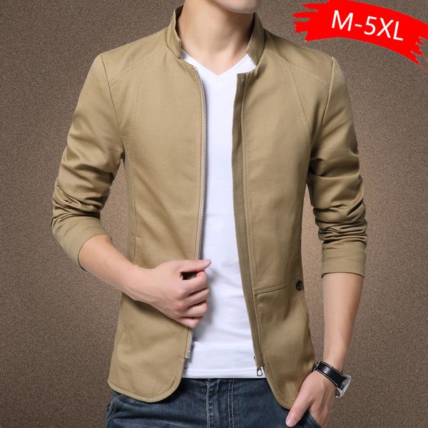 

fashion windbreaker coat man 2020 british style mens jacket coat cotton solid casual jacket men slim fit stand jackets male, Black;brown