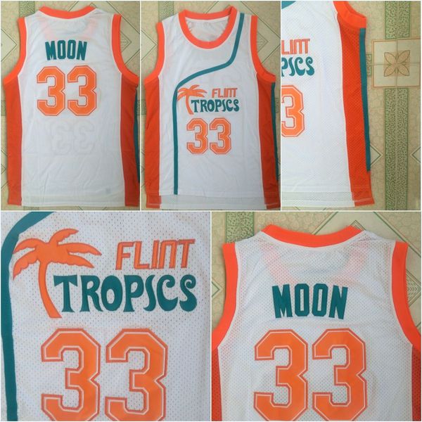 

Cheap Mens Semi Pro Movie Flint Tropics 33 Jackie Moon Movie Basketball Jersey 100% Stitched Above The Rim Moive White S-3XL Fast Shipping