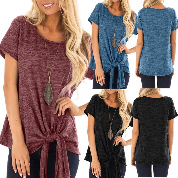 

aesthetic korean clothes women solid short sleeve causal o-neck tunic t-shirt tee shirt femme sexyÂ vintage bandage, White