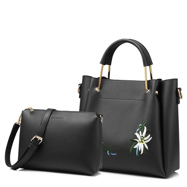 

lovevook women handbags female shoulder crossbody bag with embroidery messenger bags ladies purse 2 psc/ set 2018