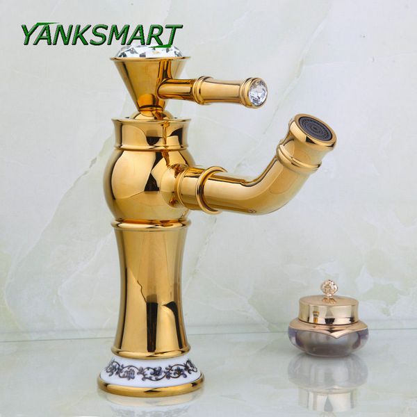 

yanksmart basin faucet tap bathroom faucet solid brass gold faucets single handle water sink tap mixer deck mounte 360 swivel