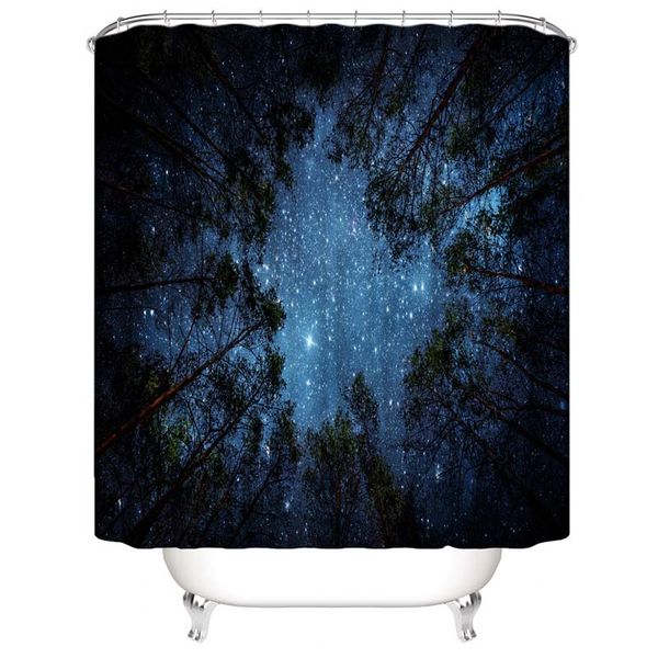 Acheter Personnalisé étanche Ciel étoilé Forêt Coucher De Soleil Ruisseau Cascade Douche Rideaux 3d Numérique Impression Salle De Bains Rideaux Avec