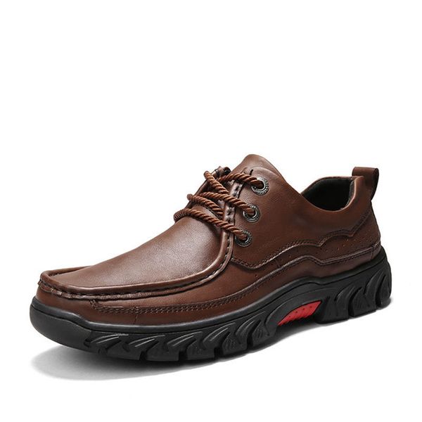 

big size 48 men casual shoes genuine leather formal shoes lace-up man loafers dress business hight quality men father gift, Black