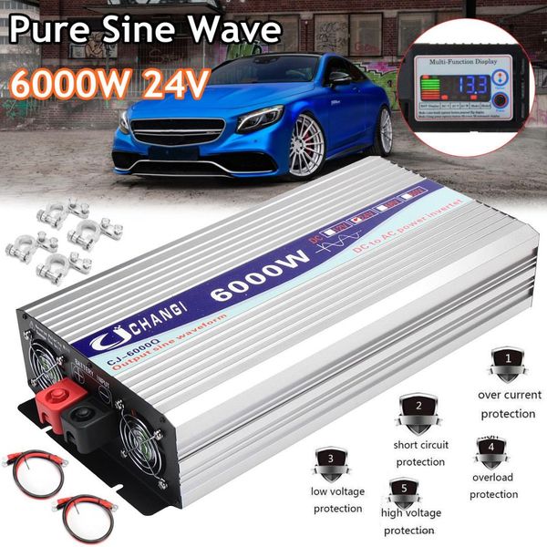 

car inverter intelligent solar pure sine wave inverter 12v/24v to 110v 5000w/6000w power converter digital display