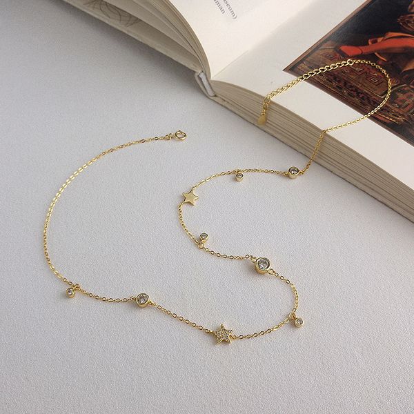 

inzatt real 925 sterling silver zircon star choker pendant necklace for fashion women birthday party fine jewelry cute 2019 gift