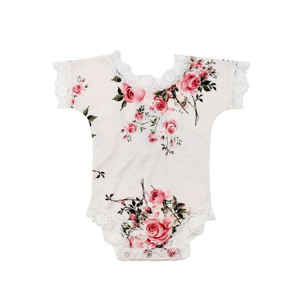 

summer newborn toddler baby girl clothes lace floral ruffle backless romper jumpsuit pgraphy props princess costume, Blue