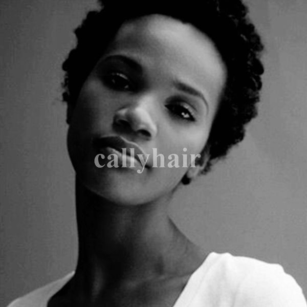 European Hair Afro Kinky Curly Celebrity None Lace Hair Wigs Short