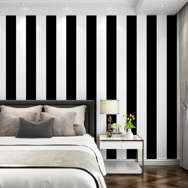 Modern Minimalist Black And White Block Stripes Wallpaper Living Room Bedroom Coffee Restaurant Clothing Store Background Wall Decor Space Wallpaper
