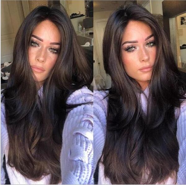 Women European And American Women S Fashion Long Curly Hair Natural Black Light Brown Dark Brown Black Brown Synthetic Fiber Hair Wig Full Lace Front