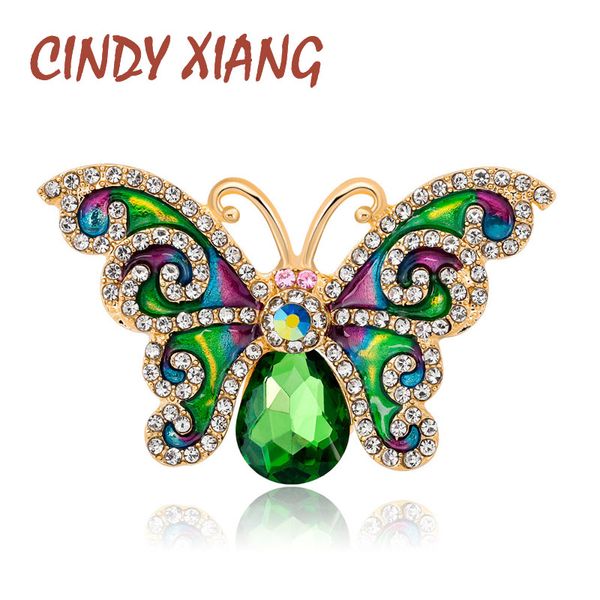 

cindy xiang rhinestone green color butterfly brooches for women summer style enamel pins fashion jewelry party accessories gift, Gray