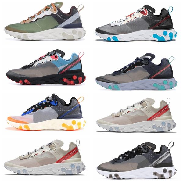 

t21 2019 react element running shoes for men women white black royal tint desert sand designer breathable sports sneaker size 36-45