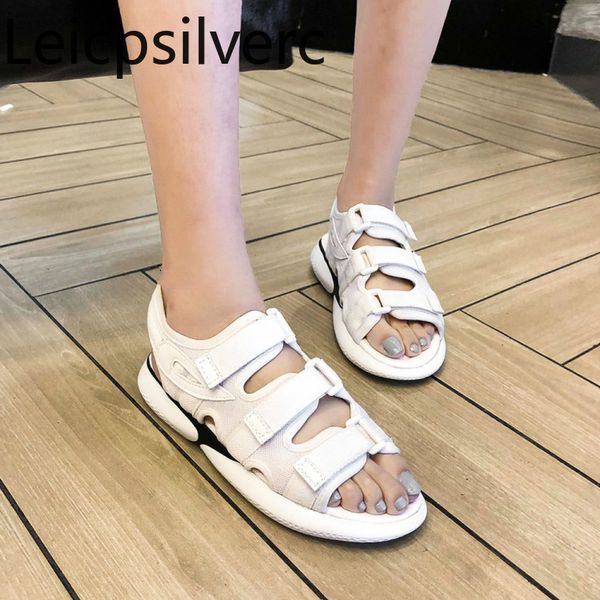 

women's sandals summer the new fashion solid front & rear strap open toe flat women's shoes plus size 29-45, Black
