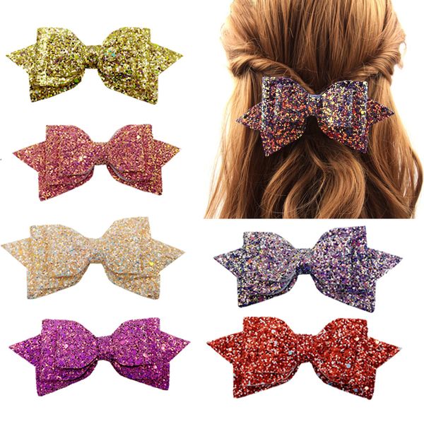

europe and the united states 5 inch gree children's sequins bow hairpin tiara swallowtail bow hairpin girl jewelry hair accessories, Slivery;white