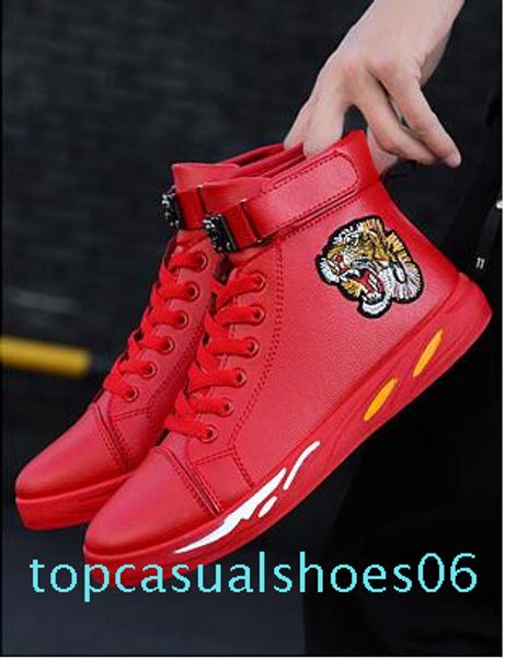 

brand designer tiger print ace embroidered high-sneakers black leather casual fashion luxury red sneakers men's women's clothing t