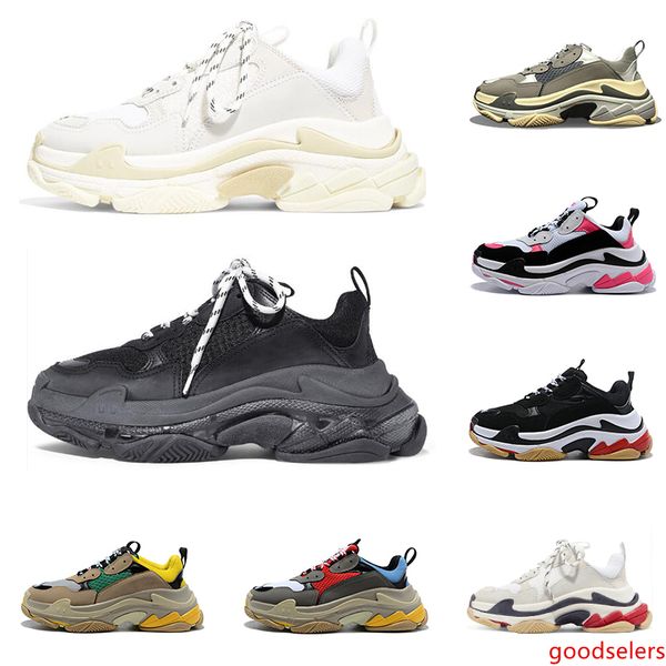 

2019 triple s men women shoes black white red grey fashion sneakers old dad shoe