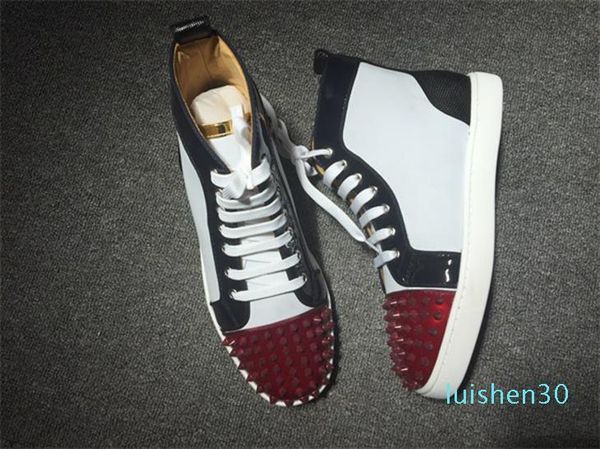 

red bottom sneakers orlato collection spikes orlato luxury designer patent leather high cut spikes sneakers colorful spikes men & women l30, Black