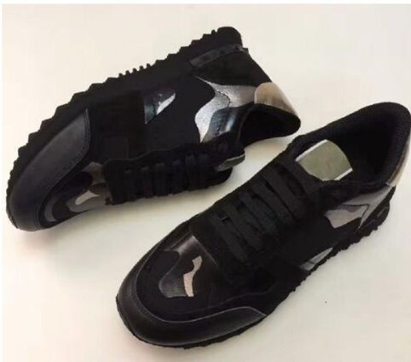

real leather fashion sneakers camo camouflage rockrunner women casual shoes mens shoes designer shoe, Black