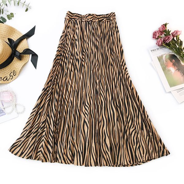 

spring print retro slim high waist mid-calf skirt women fashion summer zebra stripes skirt female spring black white