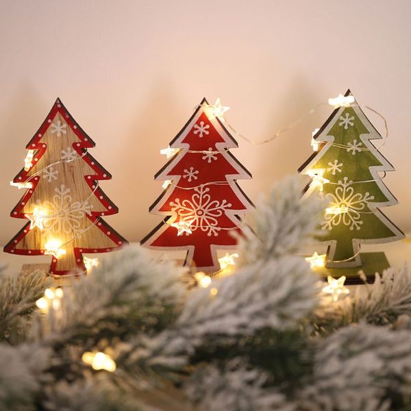 

wooden christmas tree snowflake ornament desktable decoration merry xmas creative drops