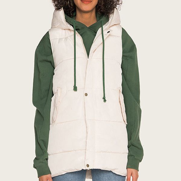 

2019 new women hooded vest warm light cotton gilet female solid slim waistcoat autumn winter casual sleeveless jacket plus size, Black;white