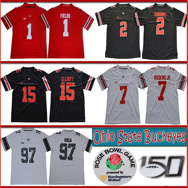 

Ncaa 2020 ohio tate buckeye 150th ro e patch jer ey 1 ju tin field 2 jk dobbin 15 elliott 7 ha kin jr 97 nick bo a football jer ye, Black;red