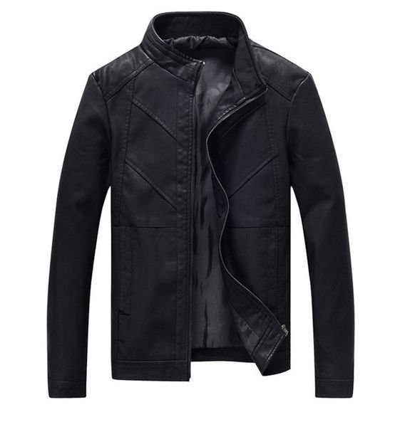 

new mens leather jackets winter autumn pu coats men biker motorcycle leather jacket warm male brand clothing sa747, Black
