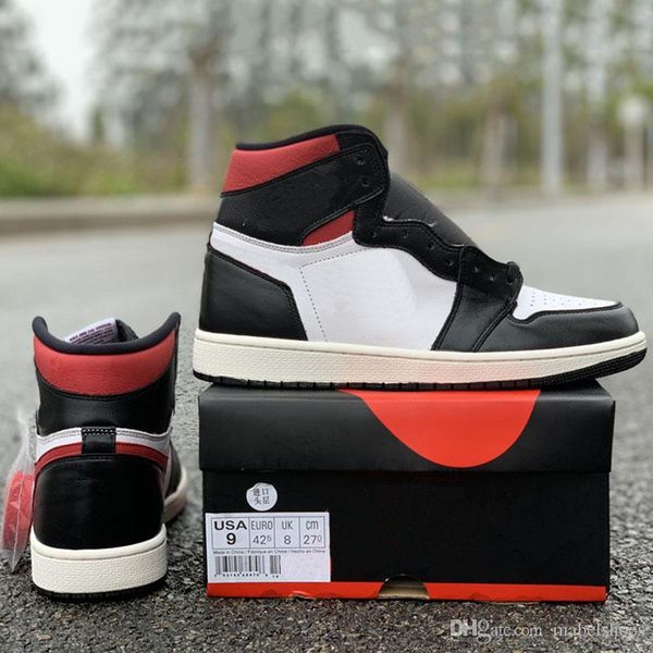 

2019 Gym Red Basketball Shoes 1s Black White Red Real Leather Brand Desginer Mens Women Sports Sneakers With Double Boxed