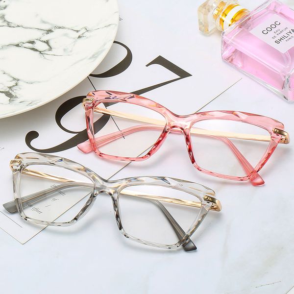 

wholesale- for women transparent cat eye frame trending style brand optical computer glasses, Silver