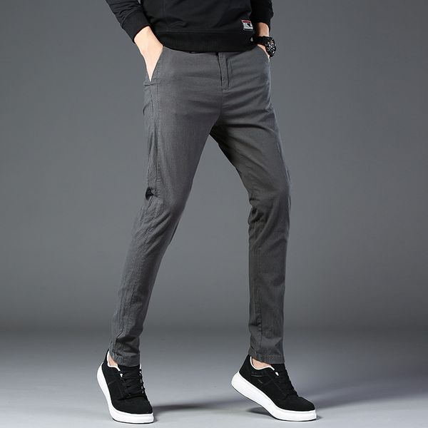 

mrmt 2019 марка осень мужские брюки ice шелк тонкие брюки для мужчин эластичный воздухопроницаемый досуг модные брюки, Black