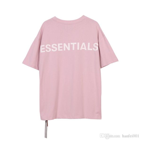 

19ss essentials fear of gold 3m reflective logo tee casual short sleeve men women fashion highstreet skateboard pink t-shirt hflstx491, White;black
