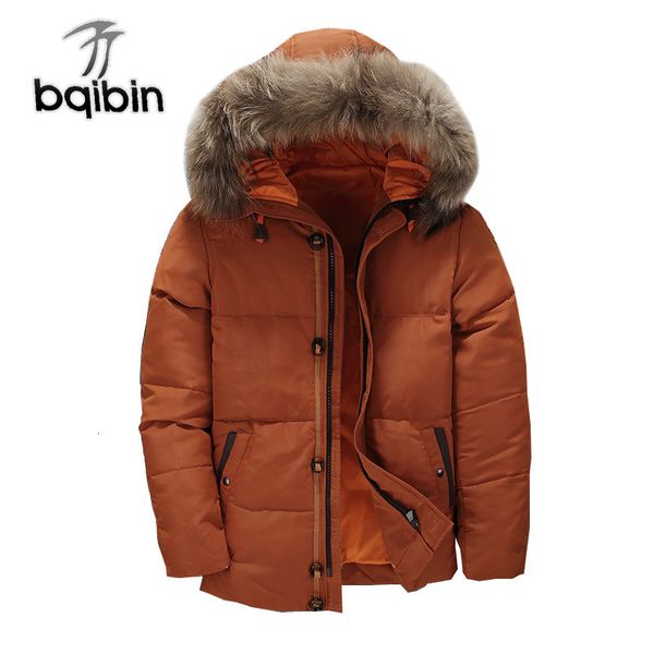 

winter jacket men's down jackets male outerwear hooded fur collar thickening parkas duck down coats plus size 3xl, Black