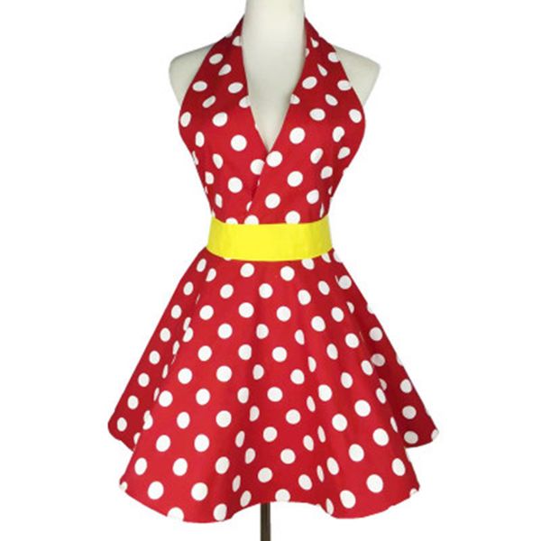 

2 colors kitchen women cotton red dot custom fashion lady apron home l clubhouse cafe kindergarten work party mart5
