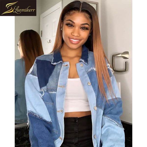 

glueless ombre peruvian colored 13Ã6 straight lace front human hair wigs for black women honey blonde frontal wig bleached knots, Black;brown