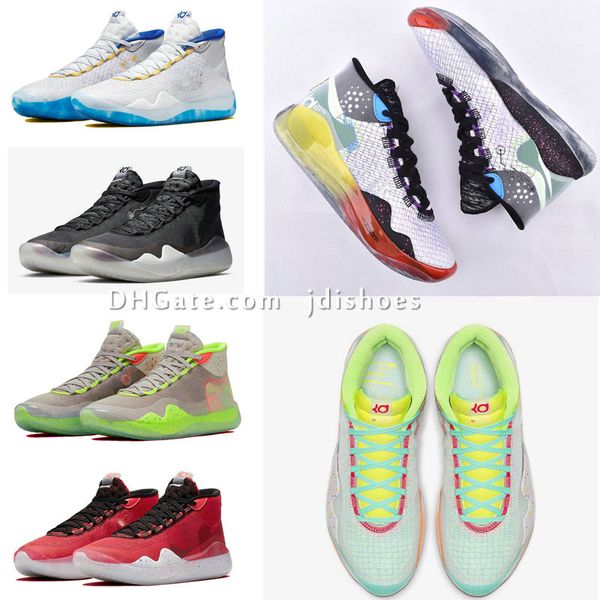 

2019 новый дюрант 12 xii high kd 35 warriors главная белый синий желтый мужские ботинки баскетбола мужчины спортивная обувь kd12 кроссовки u, Black