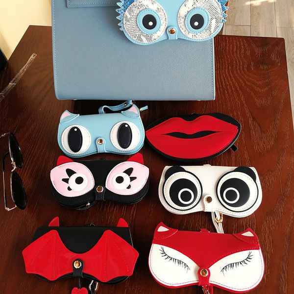 

other fashion accessories so&ei ins portable pu leather multi-function glasses case cute women handbag pendant sunglasses storage protection, Silver