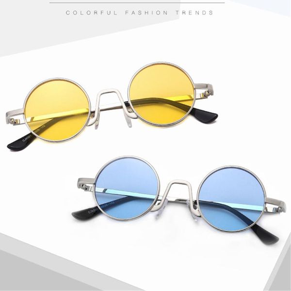 

retro steampunk round sunglasses women men fashion summer small metal frame driving sun glasses eyewear, White;black
