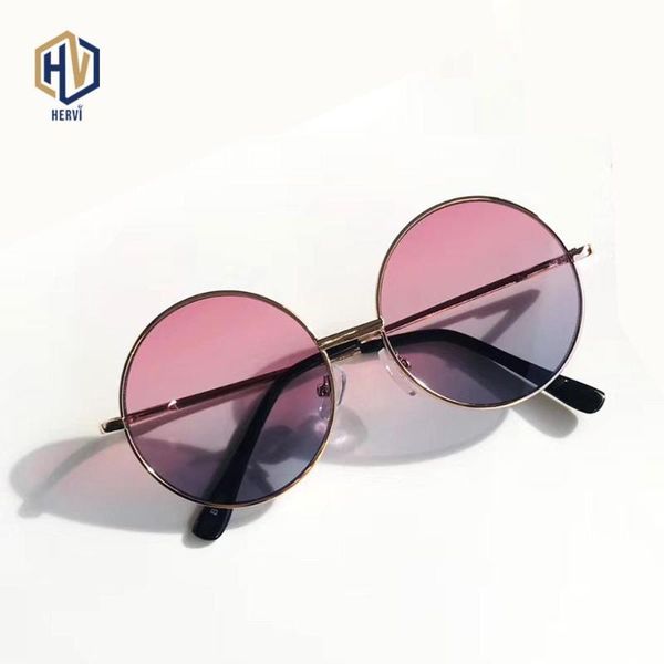 

retro round sunglasses for children brand metal sunglasses multicolor transparent ocean lenses glasses uv400, Blue