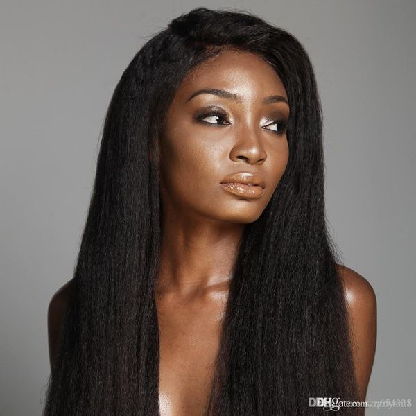 

peruvian lace front human hair wigs kinky straight 100% human hair wigs natural color remy hair knhj21, Black