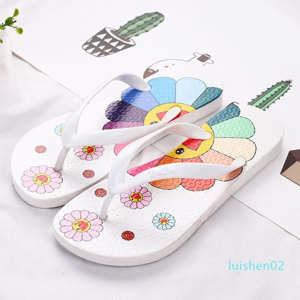 

woman slippers flower women beach sandals female flip flops ladies comfort slip on female flat shoes casual clip toe 2020 new l02, Black