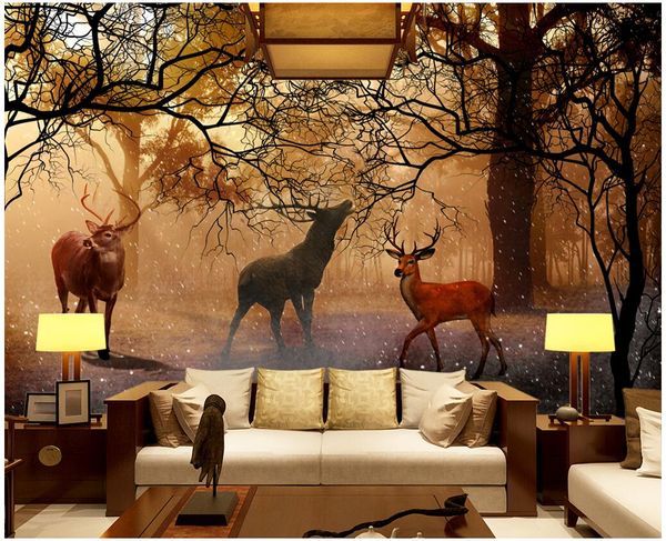 

3d wallpaper custom p mural fantasy forest elk tv background living room home decor 3d wall murals wallpaper for walls 3 d